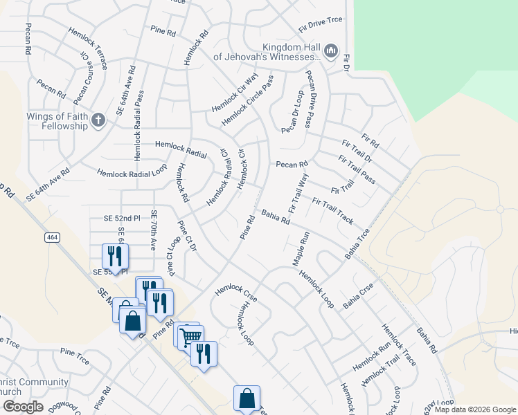 map of restaurants, bars, coffee shops, grocery stores, and more near 401-659 Bahia Rd in Ocala