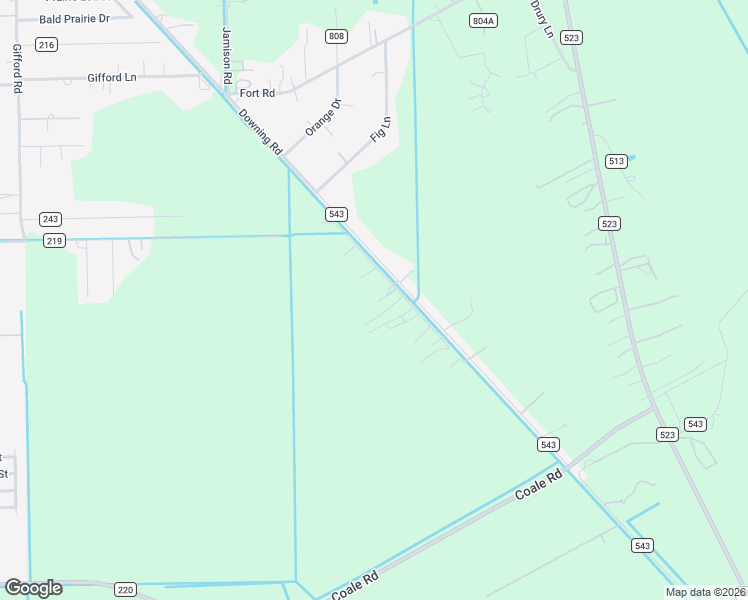 map of restaurants, bars, coffee shops, grocery stores, and more near 2412 County Road 543 in Angleton