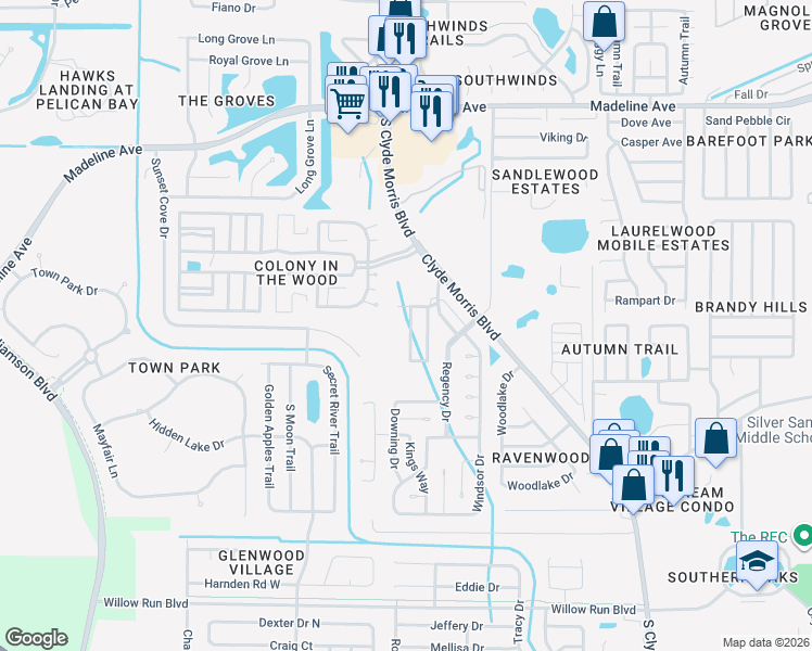 map of restaurants, bars, coffee shops, grocery stores, and more near 4060 Carlisle Drive in Port Orange