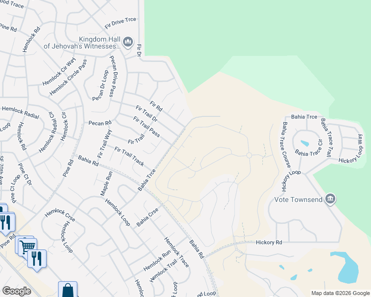 map of restaurants, bars, coffee shops, grocery stores, and more near 35 Fir Trail Pass in Ocala