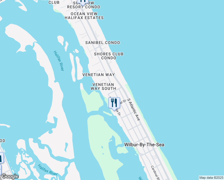 map of restaurants, bars, coffee shops, grocery stores, and more near 226 Venetian Way South in Port Orange