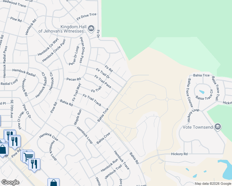 map of restaurants, bars, coffee shops, grocery stores, and more near 62 Bahia Trace in Ocala