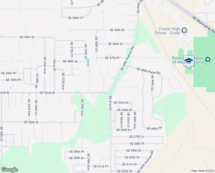map of restaurants, bars, coffee shops, grocery stores, and more near 5115 Southeast 41st Avenue in Ocala