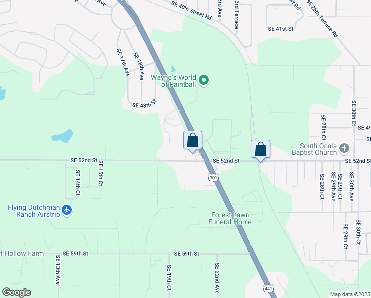 map of restaurants, bars, coffee shops, grocery stores, and more near 5100 South Pine Avenue in Ocala
