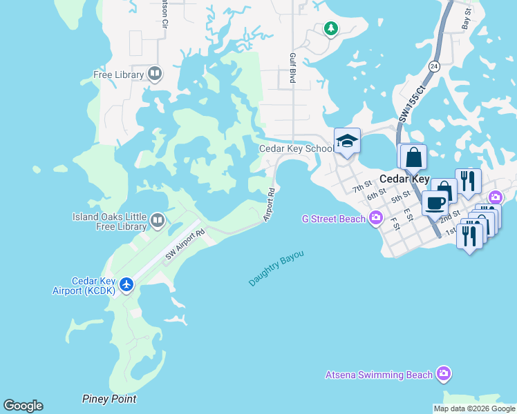 map of restaurants, bars, coffee shops, grocery stores, and more near 13176 Southwest 164 Avenue in Cedar Key