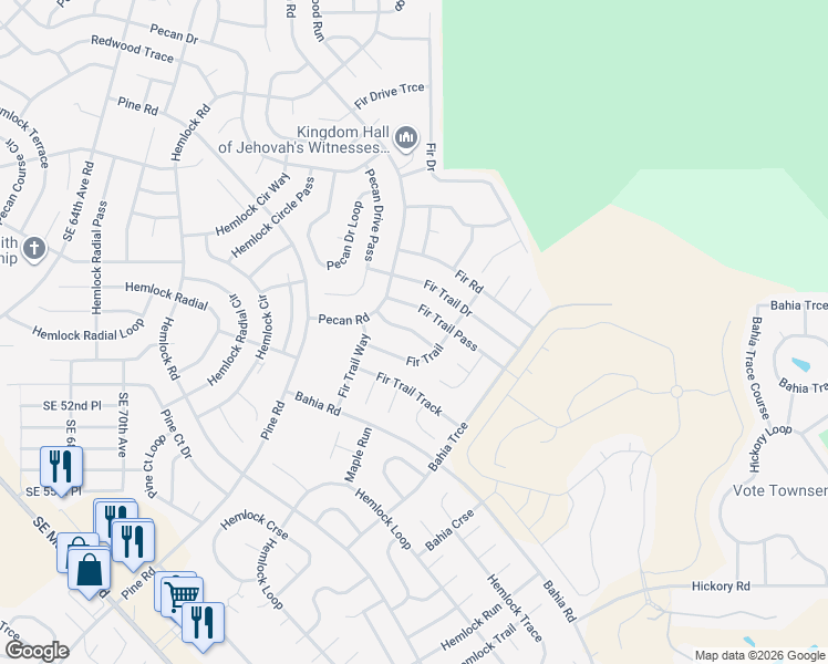 map of restaurants, bars, coffee shops, grocery stores, and more near 9 Fir Trail Course in Ocala