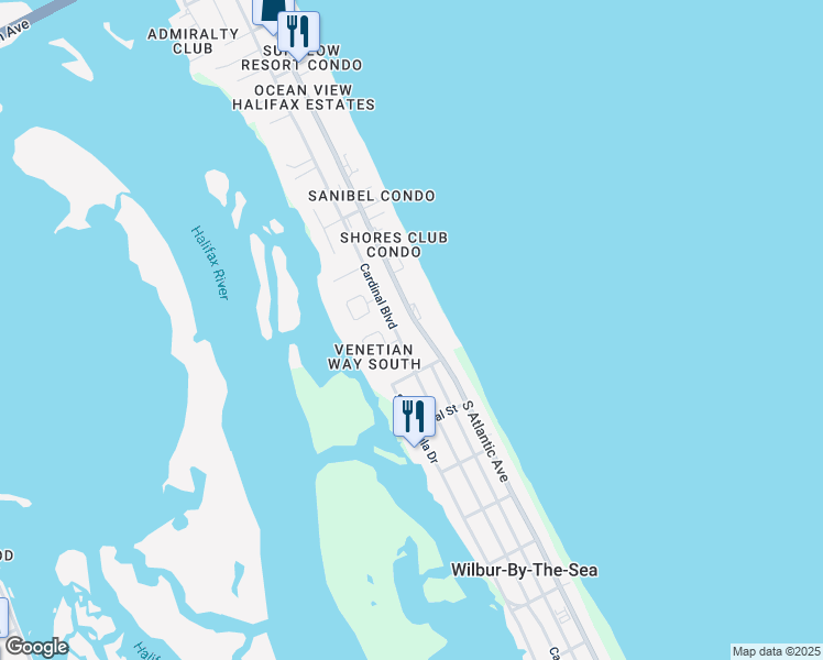 map of restaurants, bars, coffee shops, grocery stores, and more near 3855 Cardinal Boulevard in Port Orange