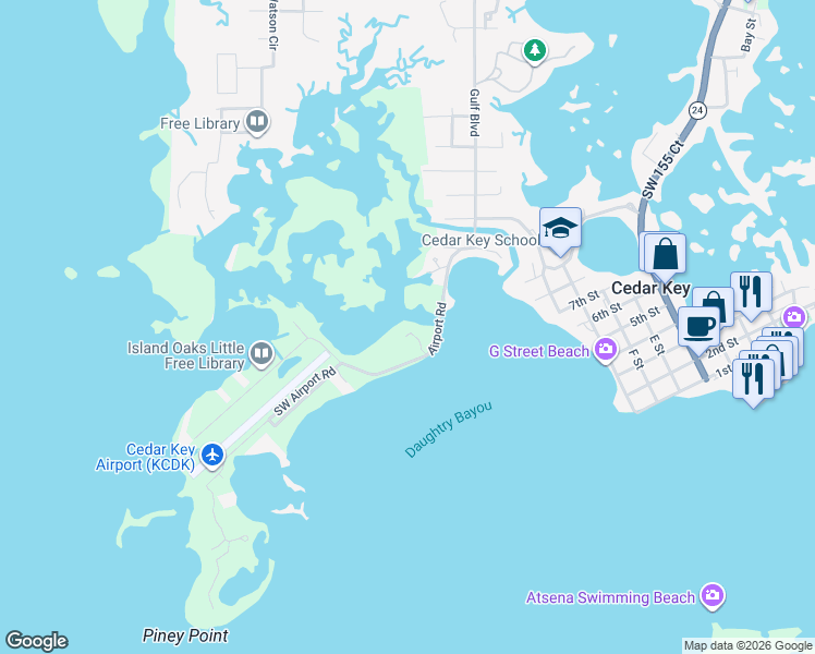 map of restaurants, bars, coffee shops, grocery stores, and more near 13176 Southwest 164 Avenue in Cedar Key