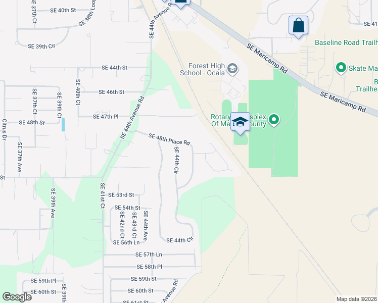 map of restaurants, bars, coffee shops, grocery stores, and more near 4540 Southeast 48th Place Road in Ocala