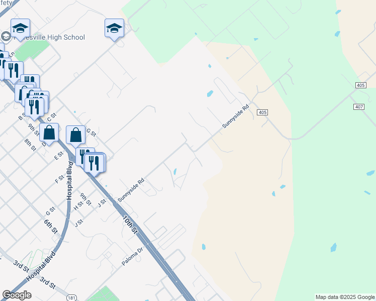 map of restaurants, bars, coffee shops, grocery stores, and more near 1854 Sunnyside Road in Floresville
