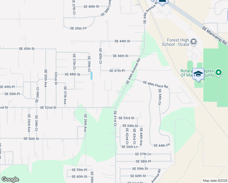 map of restaurants, bars, coffee shops, grocery stores, and more near 4939 Southeast 41st Court in Ocala