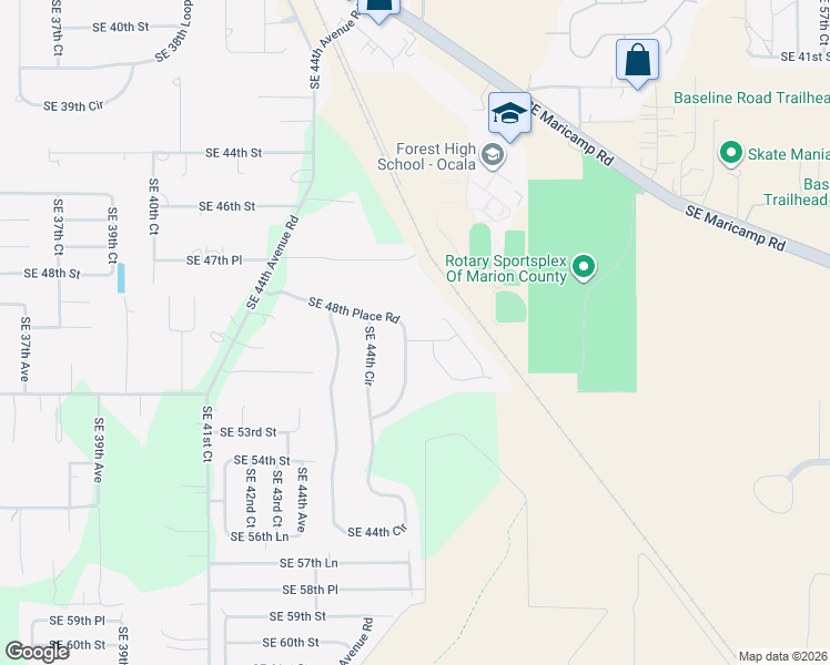 map of restaurants, bars, coffee shops, grocery stores, and more near 4540 Southeast 48th Place Road in Ocala