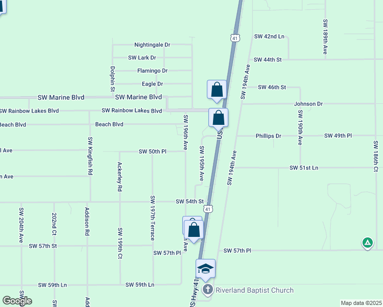 map of restaurants, bars, coffee shops, grocery stores, and more near 5059 Southwest 196th Avenue in Dunnellon