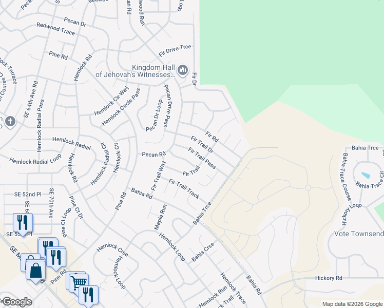 map of restaurants, bars, coffee shops, grocery stores, and more near 12 Fir Trail Pass in Ocala