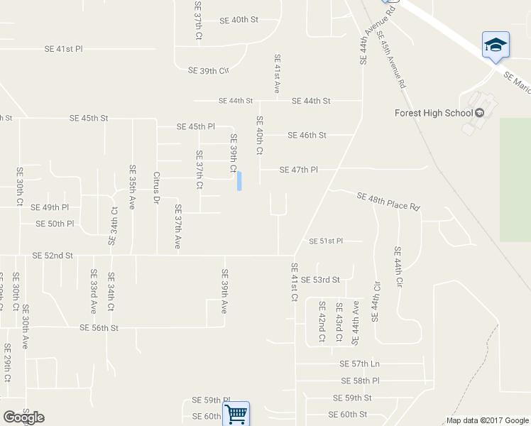 map of restaurants, bars, coffee shops, grocery stores, and more near 4960 Southeast 40th Terrace in Ocala