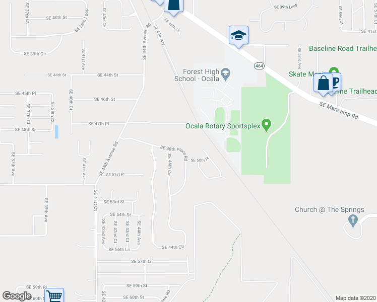 map of restaurants, bars, coffee shops, grocery stores, and more near 4540 Southeast 48th Place Road in Ocala