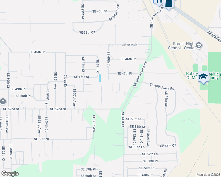 map of restaurants, bars, coffee shops, grocery stores, and more near 4960 Southeast 40th Terrace in Ocala