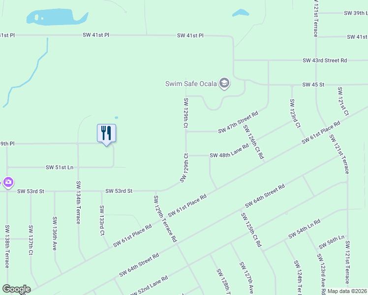 map of restaurants, bars, coffee shops, grocery stores, and more near 4899 Southwest 129th Court in Ocala