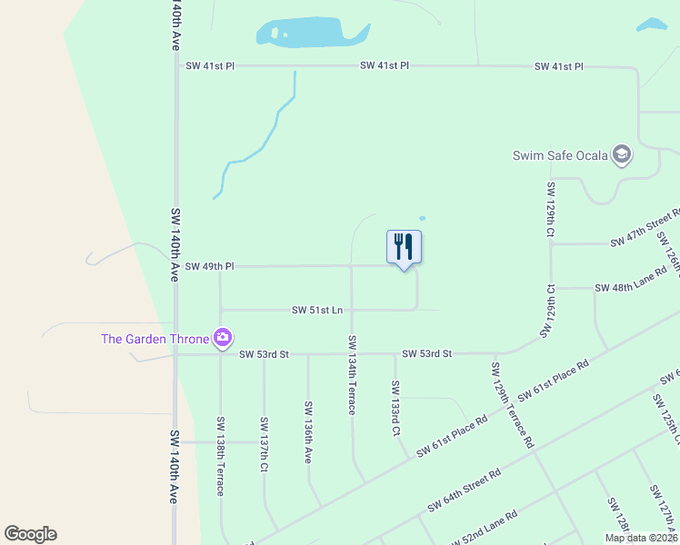 map of restaurants, bars, coffee shops, grocery stores, and more near 13522 Southwest 49th Place in Ocala