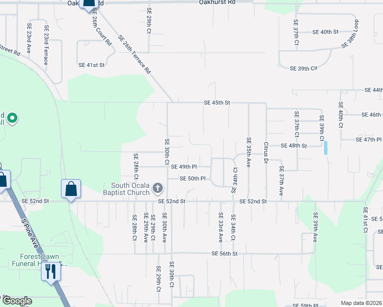 map of restaurants, bars, coffee shops, grocery stores, and more near 4860 Southeast 31st Terrace in Ocala