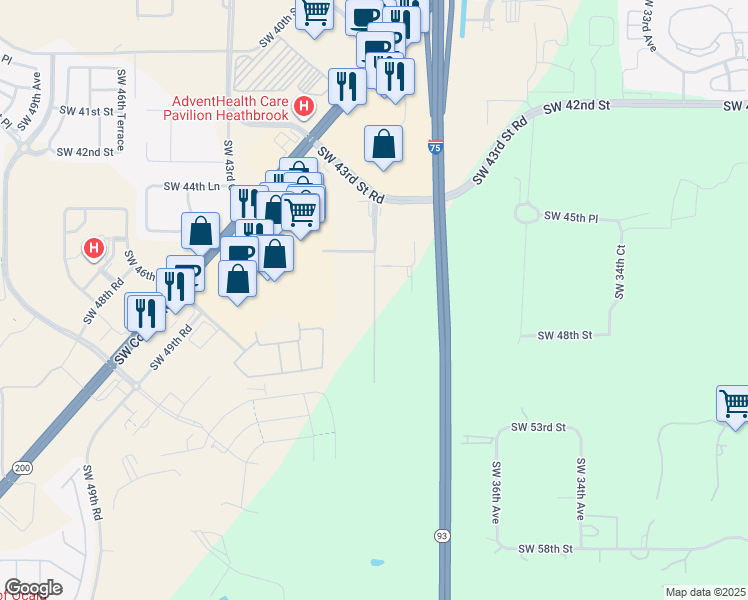map of restaurants, bars, coffee shops, grocery stores, and more near 5031 Southwest 40th Avenue in Ocala