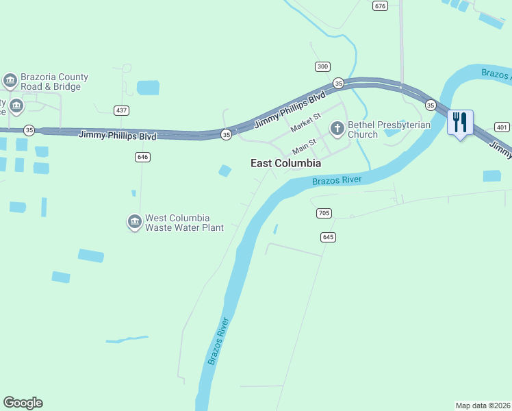 map of restaurants, bars, coffee shops, grocery stores, and more near 585 County Road 703 in West Columbia