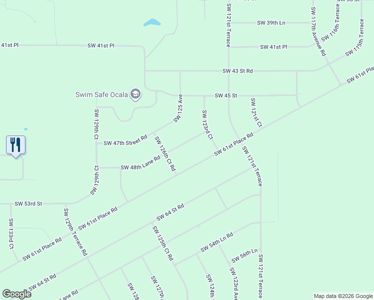 map of restaurants, bars, coffee shops, grocery stores, and more near 12431 Southwest 61st Place Road in Ocala