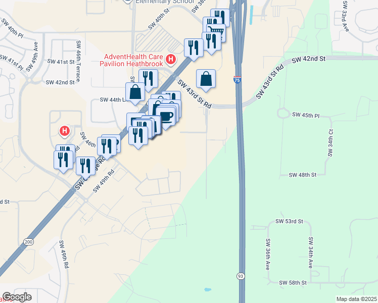 map of restaurants, bars, coffee shops, grocery stores, and more near 4850 Southwest 40th Avenue in Ocala