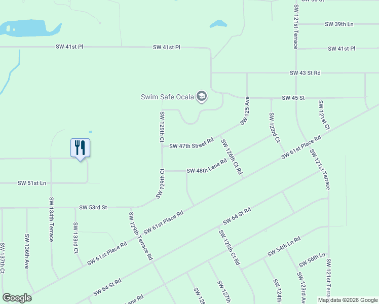map of restaurants, bars, coffee shops, grocery stores, and more near 12810 Southwest 47th Street Road in Ocala