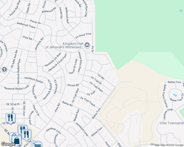 map of restaurants, bars, coffee shops, grocery stores, and more near 9 Fir Trail Drive in Ocala