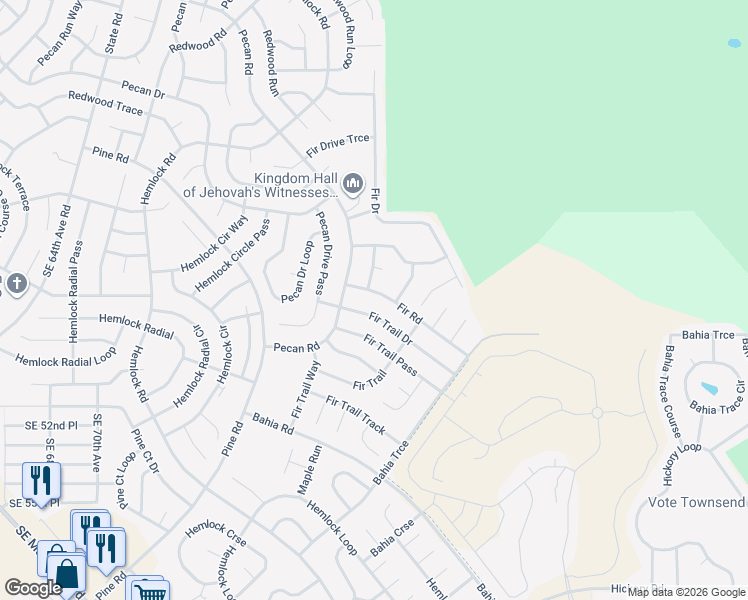 map of restaurants, bars, coffee shops, grocery stores, and more near 9 Fir Trail Drive in Ocala