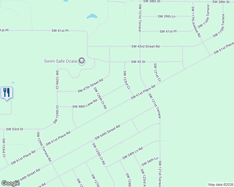 map of restaurants, bars, coffee shops, grocery stores, and more near 12431 Southwest 61st Place Road in Ocala