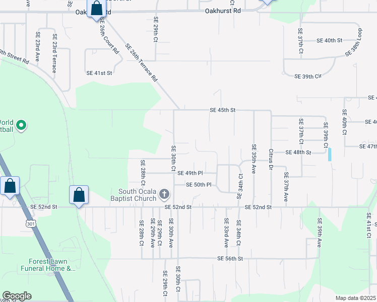 map of restaurants, bars, coffee shops, grocery stores, and more near 3103 Southeast 48th Street in Ocala