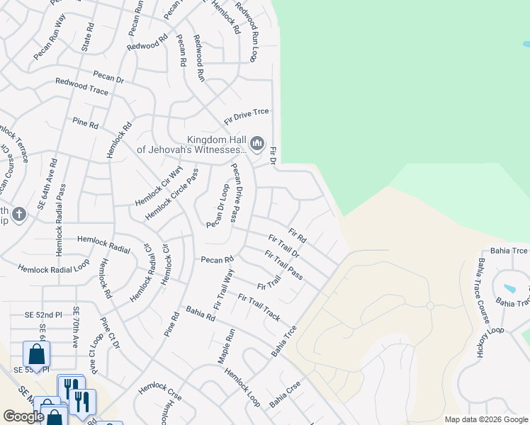 map of restaurants, bars, coffee shops, grocery stores, and more near 5117 Pecan Road in Ocala