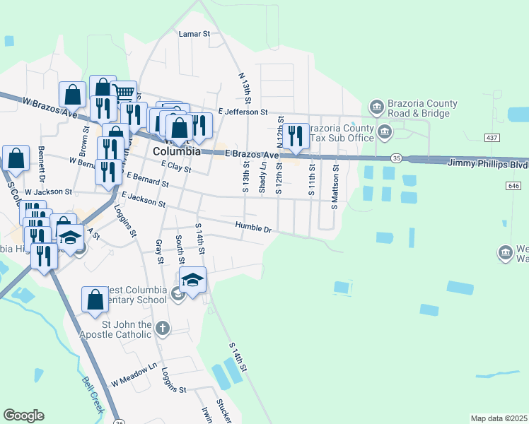 map of restaurants, bars, coffee shops, grocery stores, and more near 617 East Bernard Street in West Columbia