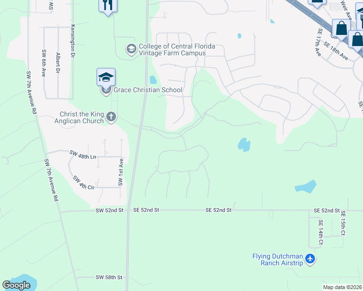 map of restaurants, bars, coffee shops, grocery stores, and more near 695 Southeast 47th Loop in Ocala