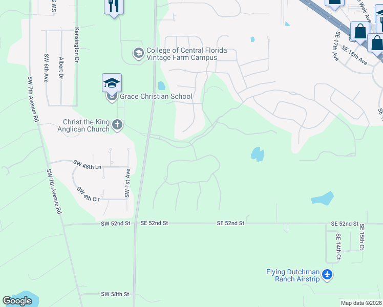 map of restaurants, bars, coffee shops, grocery stores, and more near 695 Southeast 47th Loop in Ocala