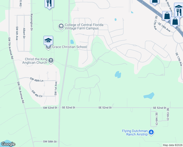 map of restaurants, bars, coffee shops, grocery stores, and more near 695 Southeast 47th Loop in Ocala