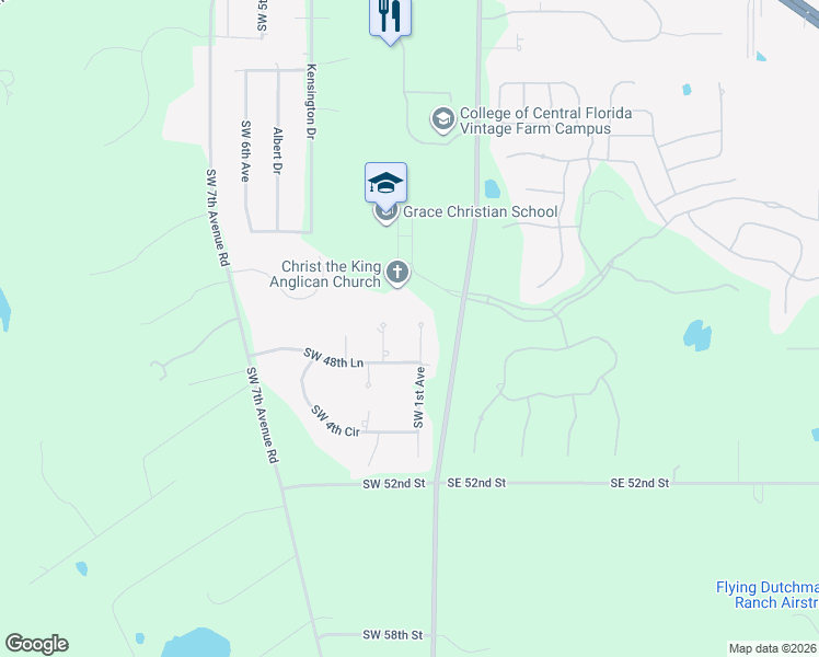 map of restaurants, bars, coffee shops, grocery stores, and more near 4762 Southwest 1st Avenue in Ocala