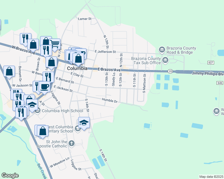 map of restaurants, bars, coffee shops, grocery stores, and more near 617 East Bernard Street in West Columbia