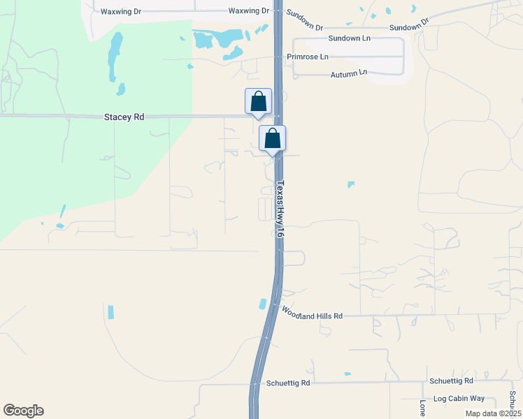 map of restaurants, bars, coffee shops, grocery stores, and more near 16055 Texas 16 in Poteet