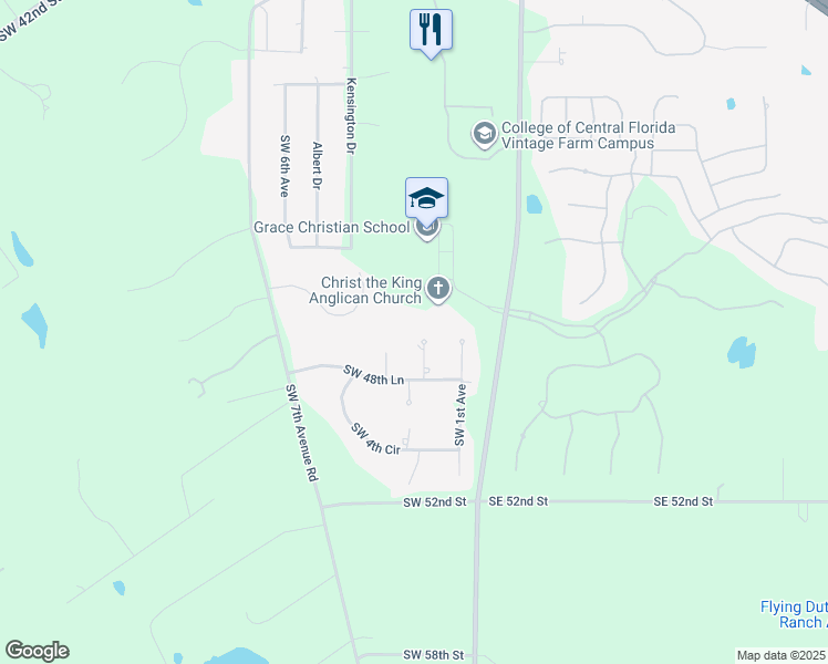 map of restaurants, bars, coffee shops, grocery stores, and more near 4720 Southwest 1st Terrace in Ocala