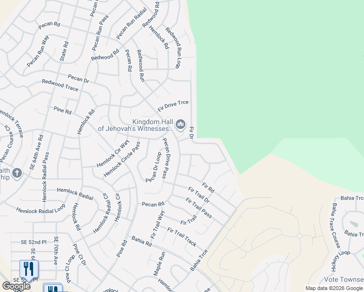 map of restaurants, bars, coffee shops, grocery stores, and more near 5131 Pecan Road in Ocala