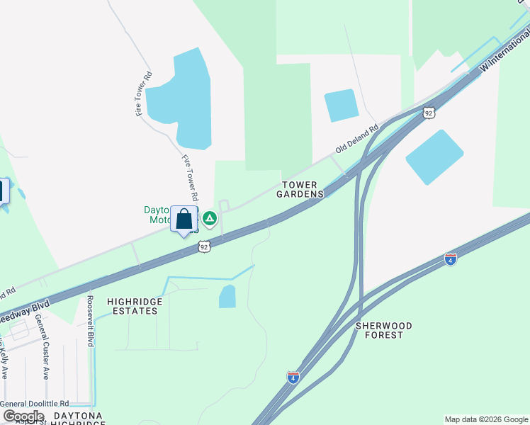 map of restaurants, bars, coffee shops, grocery stores, and more near 3554 West International Speedway Boulevard in Daytona Beach