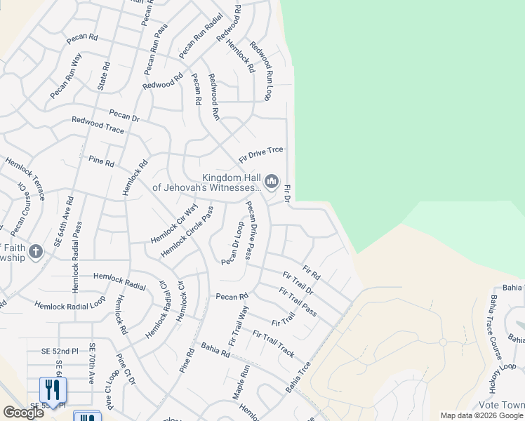map of restaurants, bars, coffee shops, grocery stores, and more near 5131 Pecan Road in Ocala
