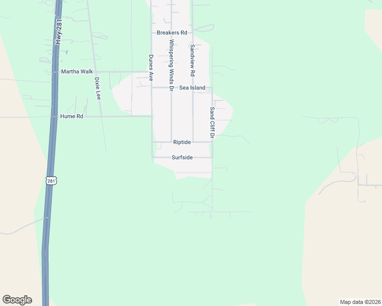 map of restaurants, bars, coffee shops, grocery stores, and more near 1580 Surfside in San Antonio