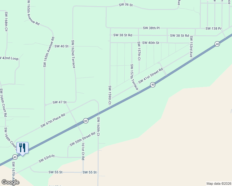 map of restaurants, bars, coffee shops, grocery stores, and more near 15915 Southwest 41st Street Road in Ocala