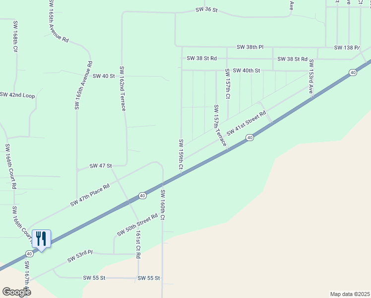 map of restaurants, bars, coffee shops, grocery stores, and more near 4585 Southwest 159th Court in Ocala