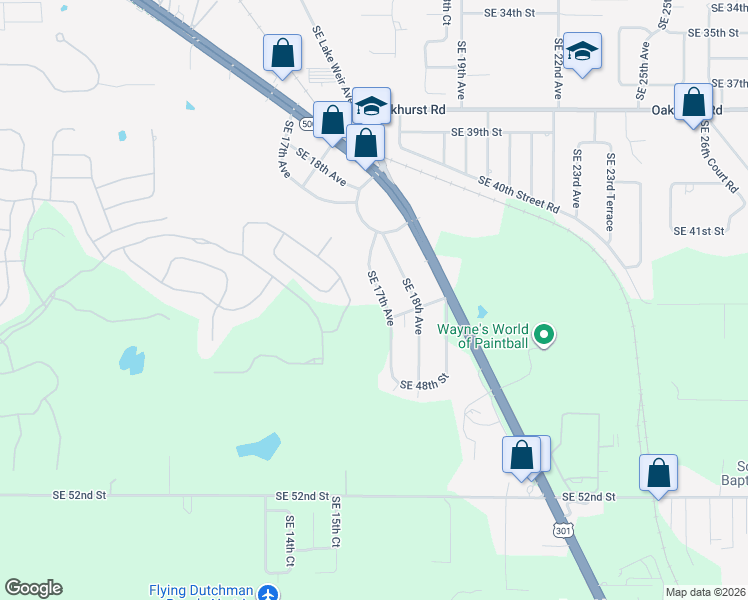 map of restaurants, bars, coffee shops, grocery stores, and more near 4430 Southeast 17th Avenue in Ocala