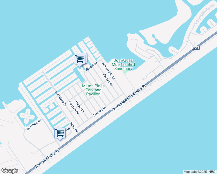 map of restaurants, bars, coffee shops, grocery stores, and more near in Galveston